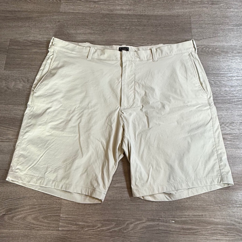 J.Crew Tech Shorts Mens 40 Khaki Beige Stretch Performance Golf H9327 9 Inseam
